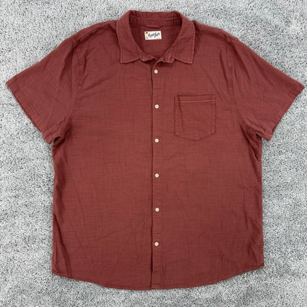 Marine Layer Stretch Selvage Short Sleeve Shirt Men's XXL Cotton Button Up